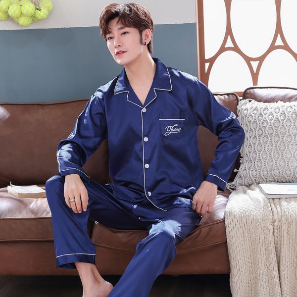 men's pajamas set autumn winter silk male pajamas sets simple sleepwear men's long sleeve nightwear pant leisure pyjamas set, Black;brown
men's pajamas set autumn winter silk male pajamas sets simple sleepwear men's long sleeve nightwear pant leisure pyjamas set, Black;brown