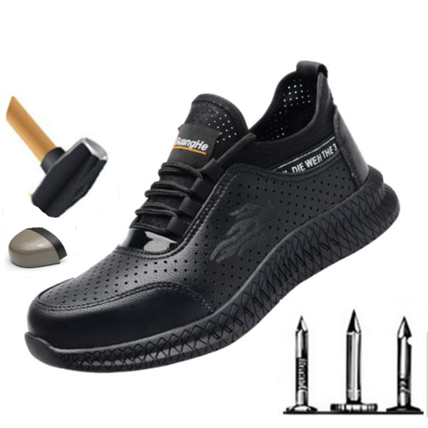 summer genuine leather breathable steel toe cap men's safety work shoes outdoor non-slip sneakers fishing protection boots men, Black
summer genuine leather breathable steel toe cap men's safety work shoes outdoor non-slip sneakers fishing protection boots men, Black