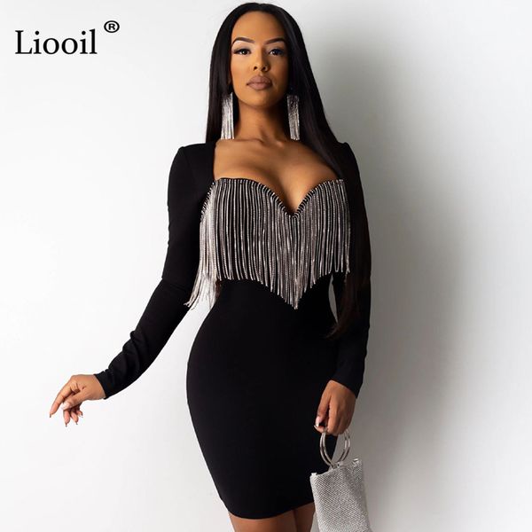liooil diamond tassel bodycon mini dress women clubwear long sleeve strapless black white red tight night club party dress, Black;gray
liooil diamond tassel bodycon mini dress women clubwear long sleeve strapless black white red tight night club party dress, Black;gray