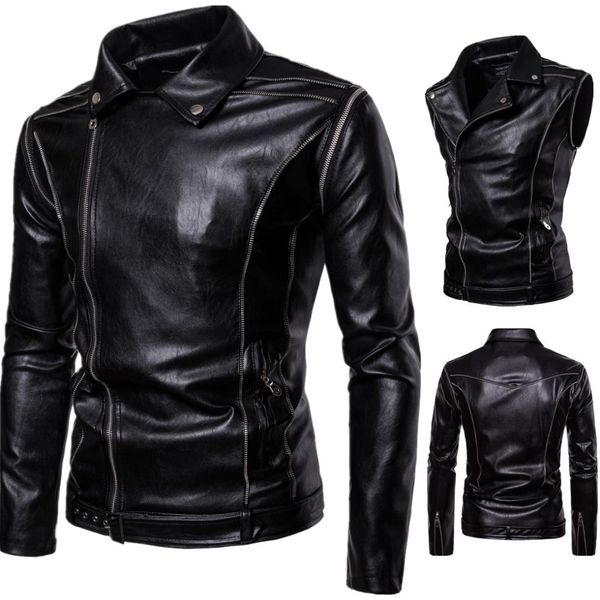 2018 autumn new style removable shoulder sleeves double purpose sportsman locomotive leather coat foreign trade ouma leather jac, Black
2018 autumn new style removable shoulder sleeves double purpose sportsman locomotive leather coat foreign trade ouma leather jac, Black