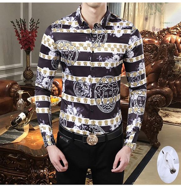 men's shirts logistics new men's casual prints lapel slim luxury long sleeve shirt european and american brand fashion trend shirt, White;black
men's shirts logistics new men's casual prints lapel slim luxury long sleeve shirt european and american brand fashion trend shirt, White;black