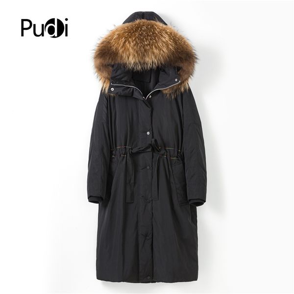 pudi xm903 women winter long coat new fabric 90% duck down belt oversize lady real raccoon fur collar causal jacket parka, Black
pudi xm903 women winter long coat new fabric 90% duck down belt oversize lady real raccoon fur collar causal jacket parka, Black