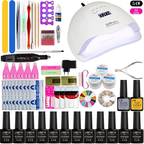 full manicure set with lamp nail set sets 12pcs uv gel nail polish tools for manicure 36w/48w/54w uv led lamp for art
full manicure set with lamp nail set sets 12pcs uv gel nail polish tools for manicure 36w/48w/54w uv led lamp for art