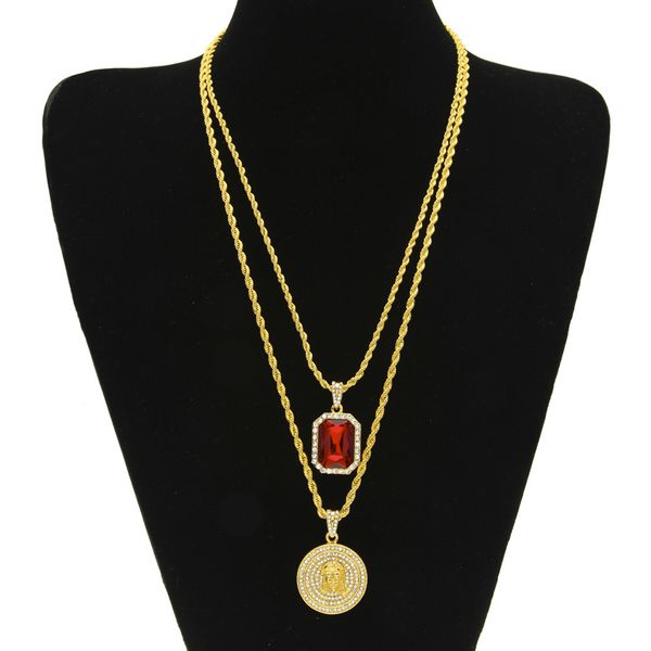 fashion hop men's pendant set mini gem jesus small gem men's necklace, Silver