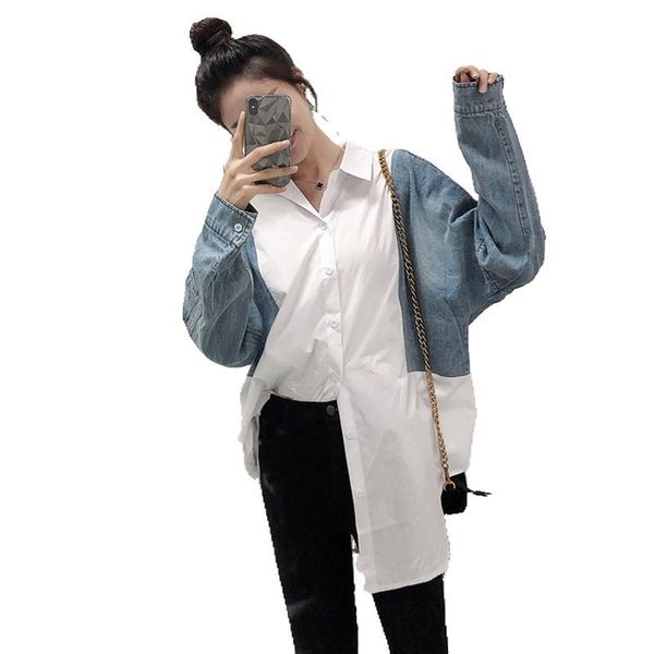 womens shirt stitching denim shirts women new 2019 cotton loose pluz size wild blouses and female fashion casual women clothing, White
womens shirt stitching denim shirts women new 2019 cotton loose pluz size wild blouses and female fashion casual women clothing, White