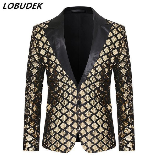 new men shawl lapel sequined suit jacket gold silver blue black sequins blazers bar nightclub dj singer slim coat stage clothes, White;black
new men shawl lapel sequined suit jacket gold silver blue black sequins blazers bar nightclub dj singer slim coat stage clothes, White;black