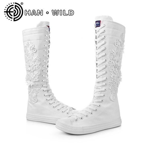 new women knee high boots breathable flower embroidery women canvas shoes flat heel ladies boots lace up casual shoes, Black
new women knee high boots breathable flower embroidery women canvas shoes flat heel ladies boots lace up casual shoes, Black