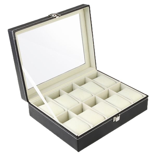 pu leather watch packing boxes storage box, Black;blue