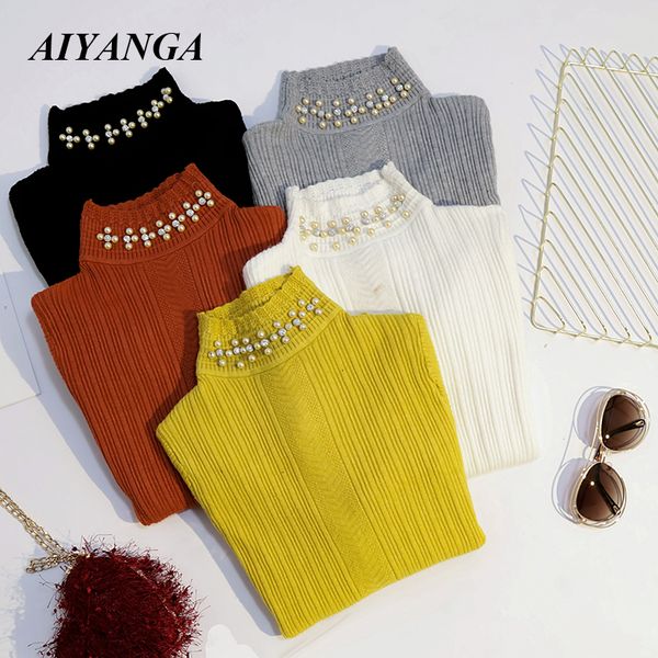 new 2019 spring autumn women sweater beaded turtleneck long sleeve slim womens knit sweaters and pullovers ladies jumper femme, White;black
new 2019 spring autumn women sweater beaded turtleneck long sleeve slim womens knit sweaters and pullovers ladies jumper femme, White;black
