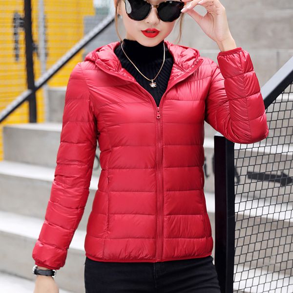 2019 new style thin short-style slim fit down jacket women's clothing light down feather hooded, Black;white
2019 new style thin short-style slim fit down jacket women's clothing light down feather hooded, Black;white