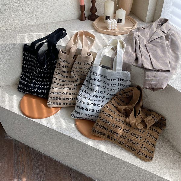 2020 letter new tote bag hand knitted bag white, khaki, black, brown fashion letter tote handbag shoulder
2020 letter new tote bag hand knitted bag white, khaki, black, brown fashion letter tote handbag shoulder