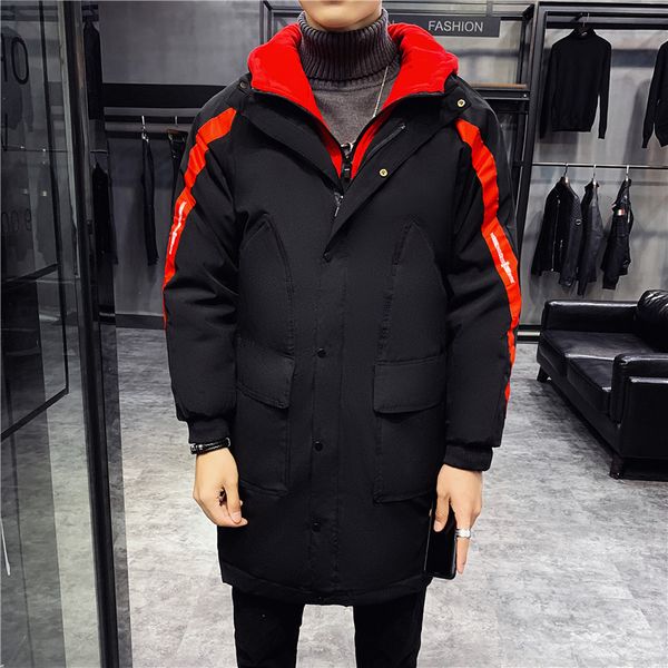2019 winter jacket men's parkas long style thickened cotton jacket, Black
2019 winter jacket men's parkas long style thickened cotton jacket, Black