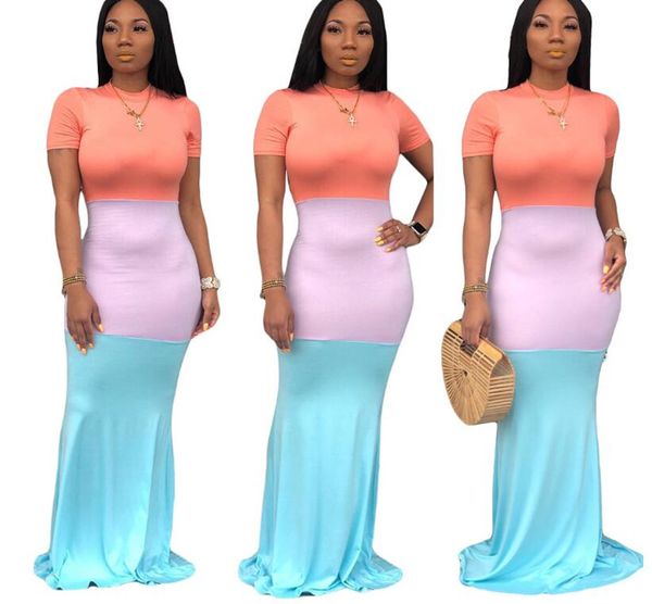 fashion lady summer maxi tight dress women color matching short sleeve bodycon dresses full-length skinny evening gown clothing new ly0304, White
fashion lady summer maxi tight dress women color matching short sleeve bodycon dresses full-length skinny evening gown clothing new ly0304, White