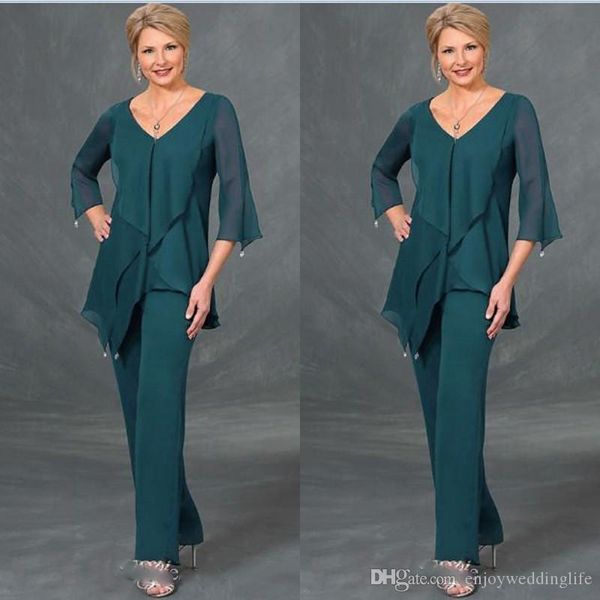 dark green chiffon mother of the bride suits pants v neck long sleeves plus size floor length mothers suits formal dress evening gowns, Black;red
dark green chiffon mother of the bride suits pants v neck long sleeves plus size floor length mothers suits formal dress evening gowns, Black;red