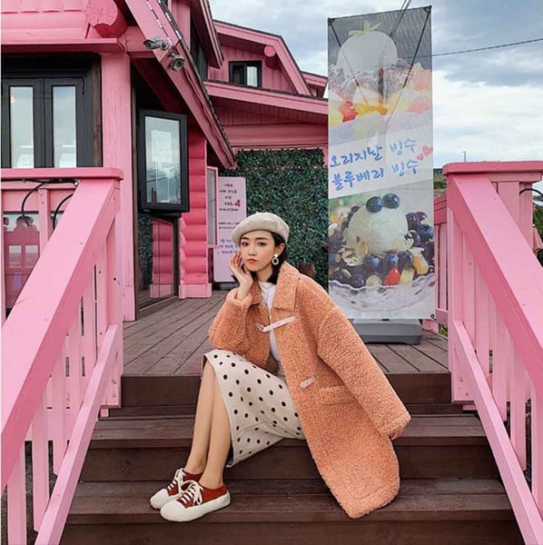 2019 winter new lamb fur coat female thick fur integrated grain woolen coat cotton tide, Black
2019 winter new lamb fur coat female thick fur integrated grain woolen coat cotton tide, Black