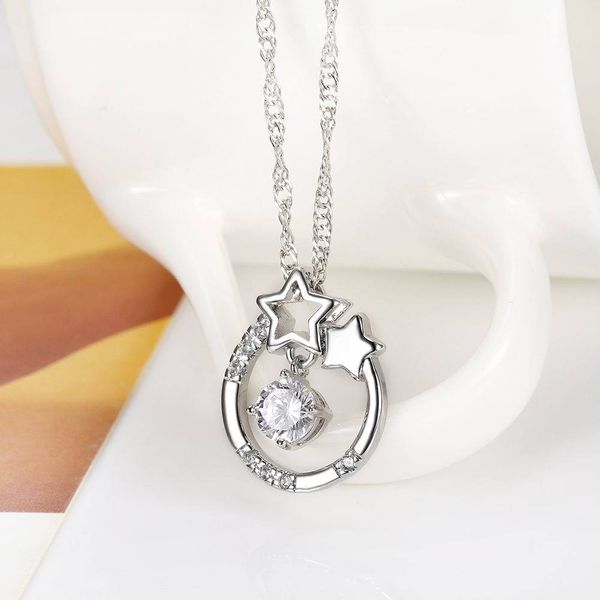 simple round wish star pendant necklace with dangle zircon 925 sterling silver jewelry for women gifts 45cm box chains-n112
simple round wish star pendant necklace with dangle zircon 925 sterling silver jewelry for women gifts 45cm box chains-n112