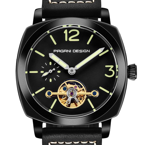 45 mm pagani design black dial leather luminous pointer men's watch fashion brand casual automatic men's mechanical watch, Slivery;brown
45 mm pagani design black dial leather luminous pointer men's watch fashion brand casual automatic men's mechanical watch, Slivery;brown