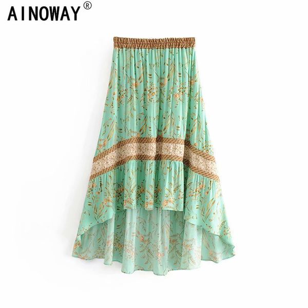 vintage chic fashion women beach bohemian floral print irregular hem rayon skirt high waist maxi a-line boho skirt femme, Black
vintage chic fashion women beach bohemian floral print irregular hem rayon skirt high waist maxi a-line boho skirt femme, Black