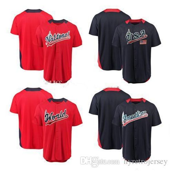 2018 all-star all-star american league navy national league red game home run derby team jersey usa world futures baseball jersey, Black
2018 all-star all-star american league navy national league red game home run derby team jersey usa world futures baseball jersey, Black