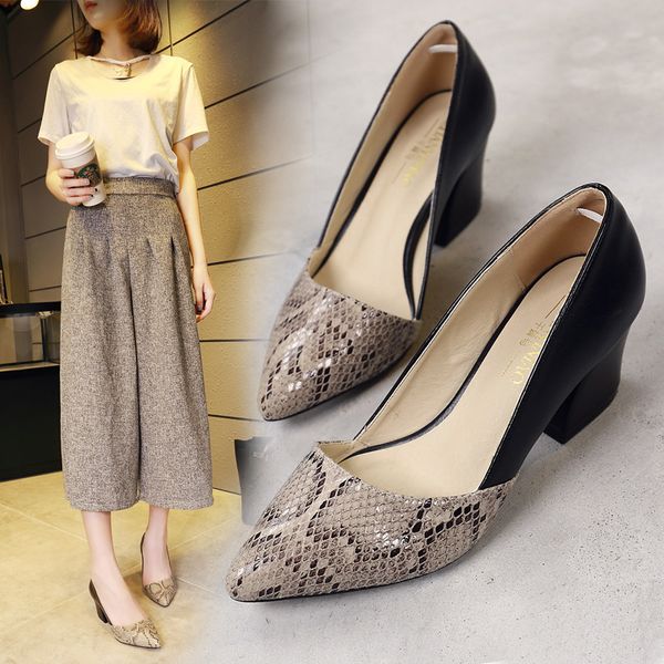 chaussure femme 2018 fashion women serpentine patchwork high heels elegant ladies working shoes woman square thick heel pumps, Black
chaussure femme 2018 fashion women serpentine patchwork high heels elegant ladies working shoes woman square thick heel pumps, Black