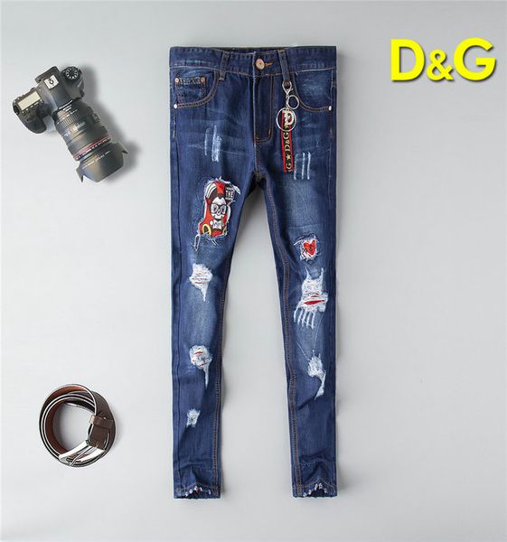 2019 dg mens jeans fashion luxury designer cowboy pants cartoon printing worn hole stitching trousers outdoor leisure wild slim fit jeans, Blue
2019 dg mens jeans fashion luxury designer cowboy pants cartoon printing worn hole stitching trousers outdoor leisure wild slim fit jeans, Blue