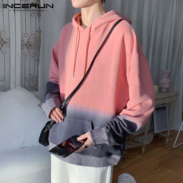 incerun korean casual men gradient long sleeve hooded sweatshirt joker comfort baggy mens pullover hoodie big pockets streetwear, Black
incerun korean casual men gradient long sleeve hooded sweatshirt joker comfort baggy mens pullover hoodie big pockets streetwear, Black