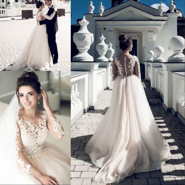 romantic jewel neck long sleeve lace wedding gowns a line plus size covered button wedding dresses tulle beads garden robes de mariée, White
romantic jewel neck long sleeve lace wedding gowns a line plus size covered button wedding dresses tulle beads garden robes de mariée, White