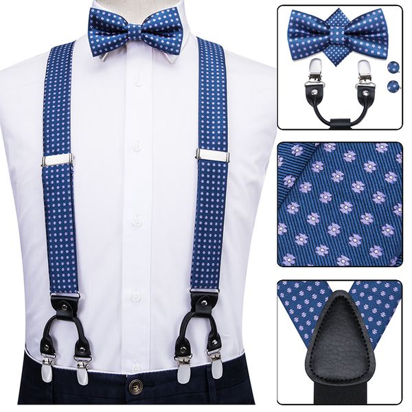 hi-tie silk men suspenders set leather metal 6 clips braces blue dots vintage mens women wedding elastic suspensorio, Black;white
hi-tie silk men suspenders set leather metal 6 clips braces blue dots vintage mens women wedding elastic suspensorio, Black;white