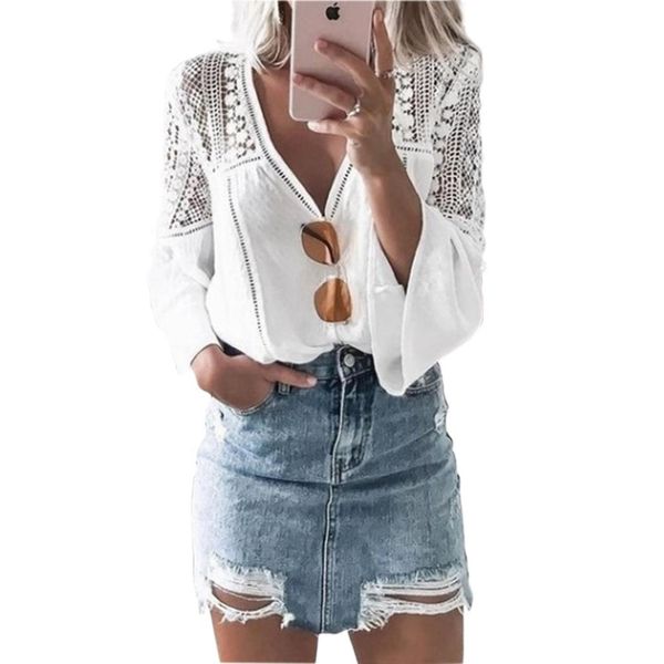 yfashion lace hollow out white blouse women solid chiffon v-neck lace horn sleeve stylish blouses stitched blouse female femme
yfashion lace hollow out white blouse women solid chiffon v-neck lace horn sleeve stylish blouses stitched blouse female femme