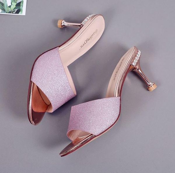 lilac rhinestone metalic high heel mules designer sandals shoes summer slippers 8cm size 34 to 39, Black
lilac rhinestone metalic high heel mules designer sandals shoes summer slippers 8cm size 34 to 39, Black