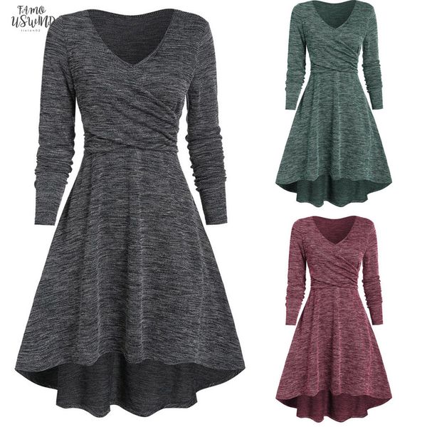 crossover plain dress women plus size 3xl solid long sleeve v neck winter fashion trend asymmetrical casual dress, Black;gray
crossover plain dress women plus size 3xl solid long sleeve v neck winter fashion trend asymmetrical casual dress, Black;gray