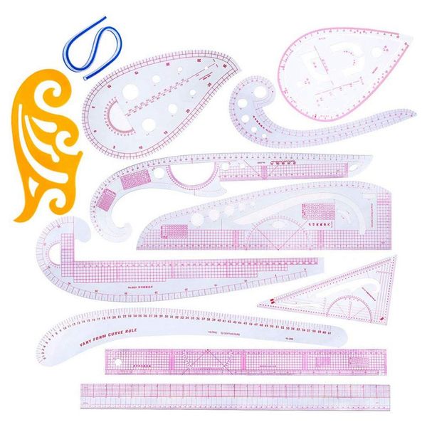 12pcs sewing cutting french curve rulers set yardstick measure dressmaking drawing tools, Black 
12pcs sewing cutting french curve rulers set yardstick measure dressmaking drawing tools, Black