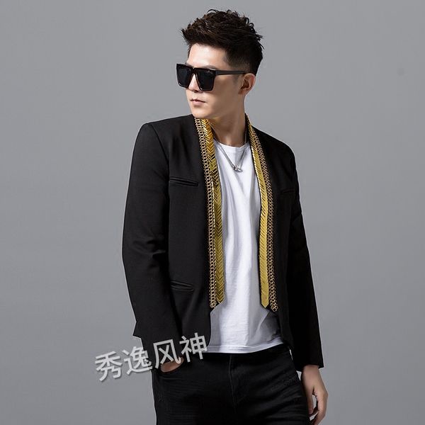 nightclub men singers fashion personality suit great quality handmade suits korean fashion casual small stage costumes, White;black
nightclub men singers fashion personality suit great quality handmade suits korean fashion casual small stage costumes, White;black