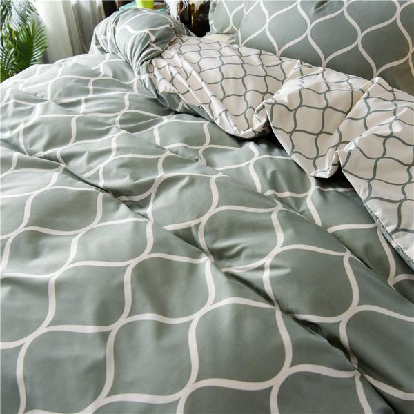 bed duvet cover green geometric patterns bedding set ab#142