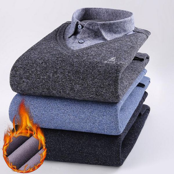 fake two pieces warm shirt male v collar knitted fashion plush thick long sleeves shirt men 2019 winter camisa masculina 8 style, White;black
fake two pieces warm shirt male v collar knitted fashion plush thick long sleeves shirt men 2019 winter camisa masculina 8 style, White;black