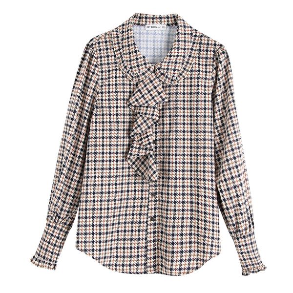 fandy lokar peter pan collar blouses women fashion cascading houndstooth shirts women elegant long sleeve female ladies jo, White 
fandy lokar peter pan collar blouses women fashion cascading houndstooth shirts women elegant long sleeve female ladies jo, White