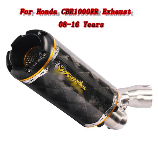 

cbr1000rr motorcycle exhaust escape modified middle pipe connection link pipe carbon 51mm muffler slip on for cbr 1000rr