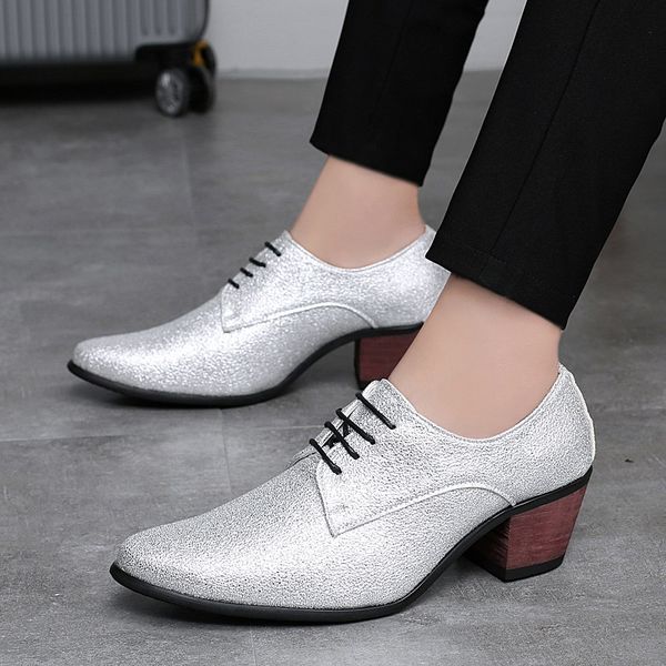 merkmak men oxford dress shoes lace up pointed toe high heels gold silver wedding groom shoes bling glitter party prom, Black 
merkmak men oxford dress shoes lace up pointed toe high heels gold silver wedding groom shoes bling glitter party prom, Black