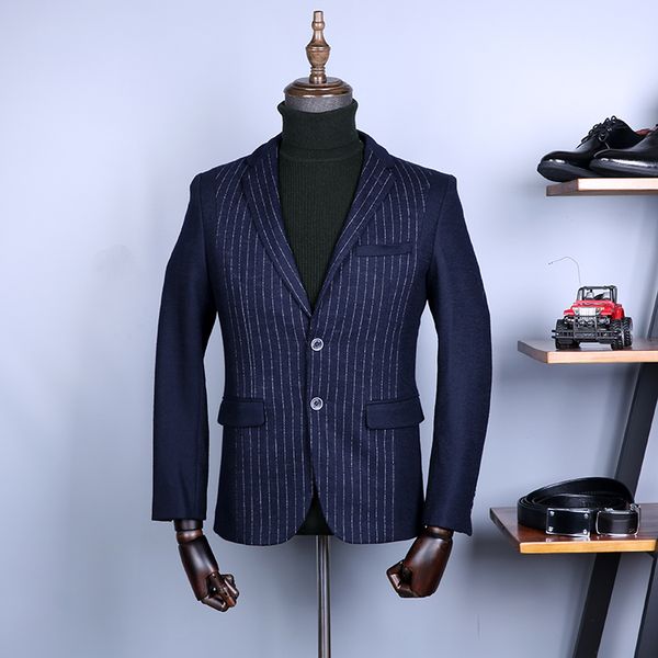 men's spring business casual woolen suit men's work wear striped single western jacket, White;black
men's spring business casual woolen suit men's work wear striped single western jacket, White;black