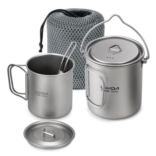lixada 3 pcs titanium 750ml pot 420ml water cup mug with lid handle folding spork for outdoor camping hiking picnic backpacking
lixada 3 pcs titanium 750ml pot 420ml water cup mug with lid handle folding spork for outdoor camping hiking picnic backpacking