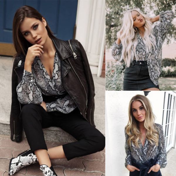 newly women fashion v-neck snakeskin print loose casual blouse casual long lantern sleeve chic, White
newly women fashion v-neck snakeskin print loose casual blouse casual long lantern sleeve chic, White
