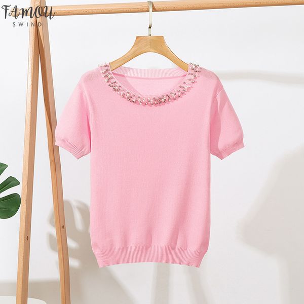 diamonds t shirt women knit t shirts womens 2020 vogue elegant tshirts knit women o neck short sleeve, White
diamonds t shirt women knit t shirts womens 2020 vogue elegant tshirts knit women o neck short sleeve, White