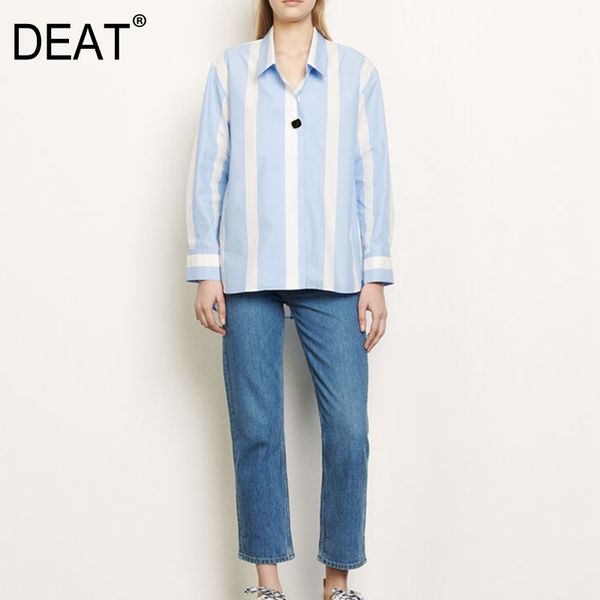 deat 2020 new spring and summer fashion runway styles women clothing turn-down collar cotton striped blue singe button shirt, White
deat 2020 new spring and summer fashion runway styles women clothing turn-down collar cotton striped blue singe button shirt, White