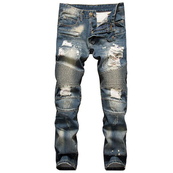 new designer men's jeans mens distressed ripped skinny jeans classic washed slim moto biker causal mens denim pants hip hop men jeans 0, Blue
new designer men's jeans mens distressed ripped skinny jeans classic washed slim moto biker causal mens denim pants hip hop men jeans 0, Blue