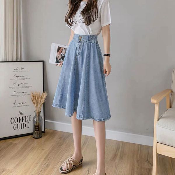 denim skirt women plus size korean fashion midi jeans skirt button big hem casual high waist skirts for women l04, Black 
denim skirt women plus size korean fashion midi jeans skirt button big hem casual high waist skirts for women l04, Black