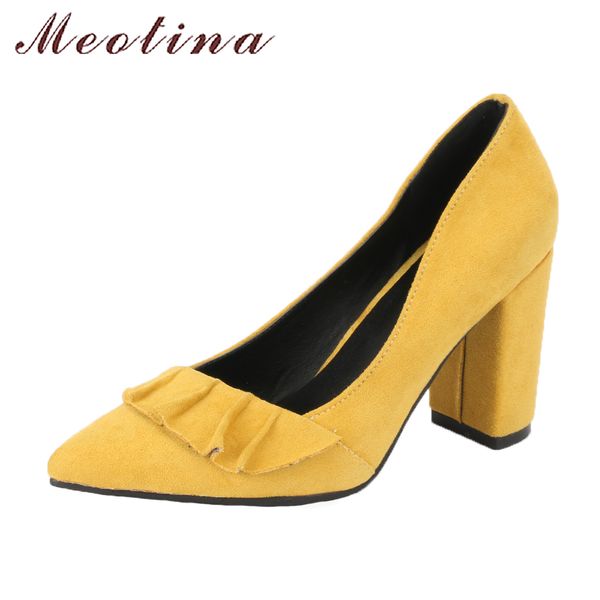 meotina high heels shoes women pumps ruffles party shoes spring pointed toe thick high heels slip on shoes big size 42 43, Black
meotina high heels shoes women pumps ruffles party shoes spring pointed toe thick high heels slip on shoes big size 42 43, Black