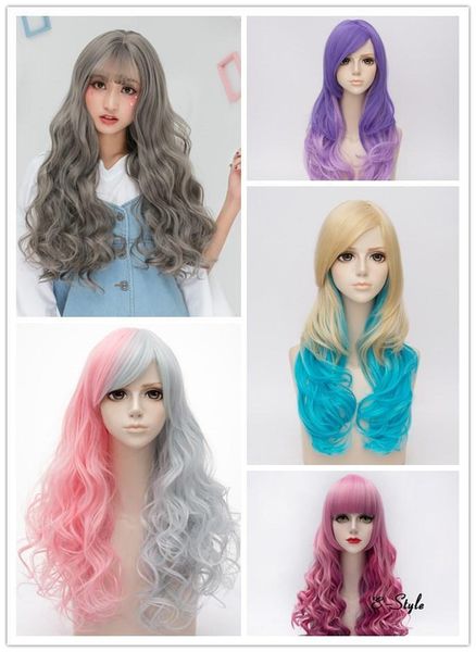 2019 70 cm women fashion gradient color long big wave curly full wig for cosplay anime party decor, Black
2019 70 cm women fashion gradient color long big wave curly full wig for cosplay anime party decor, Black