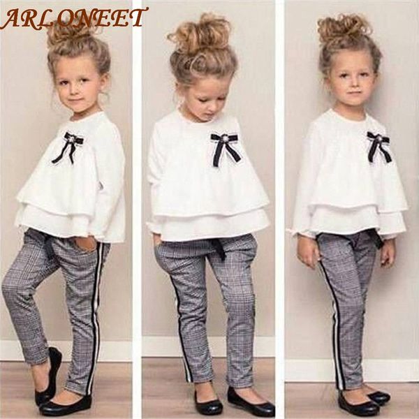 2019 fashion baby kids clothes girls clothing set 2pcs spring autumn outfits ruffle t shirt +checked pants clothes set cc#, White
2019 fashion baby kids clothes girls clothing set 2pcs spring autumn outfits ruffle t shirt +checked pants clothes set cc#, White