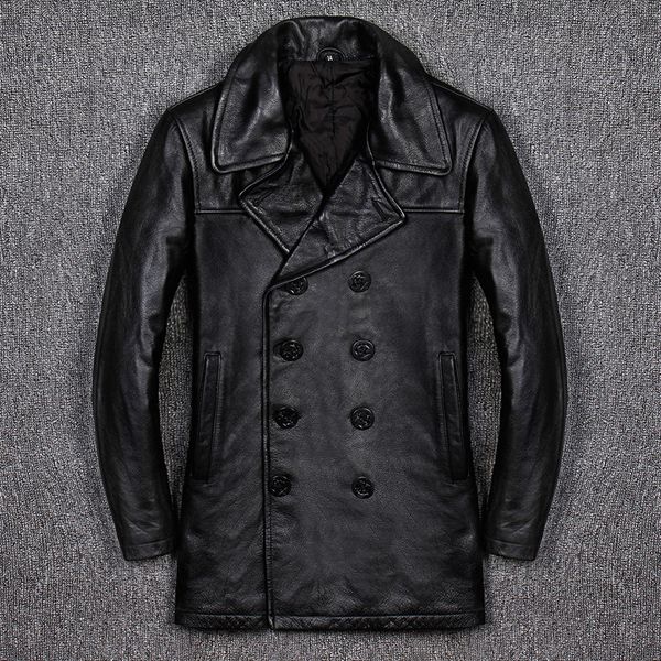 men's leather & faux genuine 2021 jacket men business plus cotton casual slim fit windbreaker cowhide long winter coat, Black
men's leather & faux genuine 2021 jacket men business plus cotton casual slim fit windbreaker cowhide long winter coat, Black