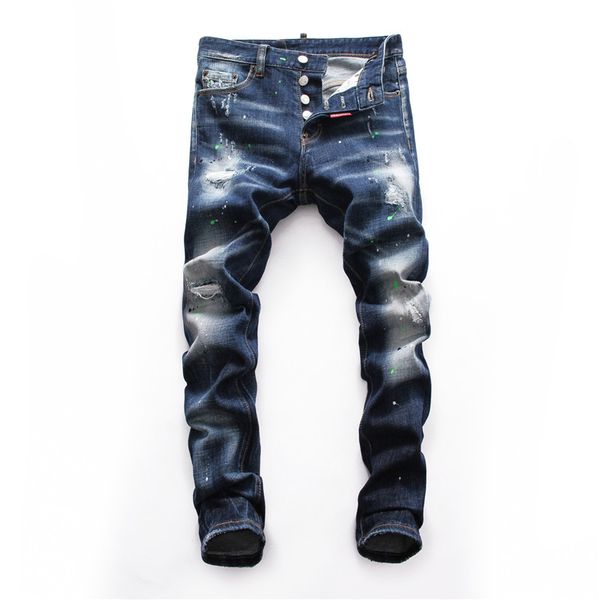 brand mens designer jeans biker trousers hi-street slim fit painted denim joggers male straight pleated moto jeans pants, Blue
brand mens designer jeans biker trousers hi-street slim fit painted denim joggers male straight pleated moto jeans pants, Blue